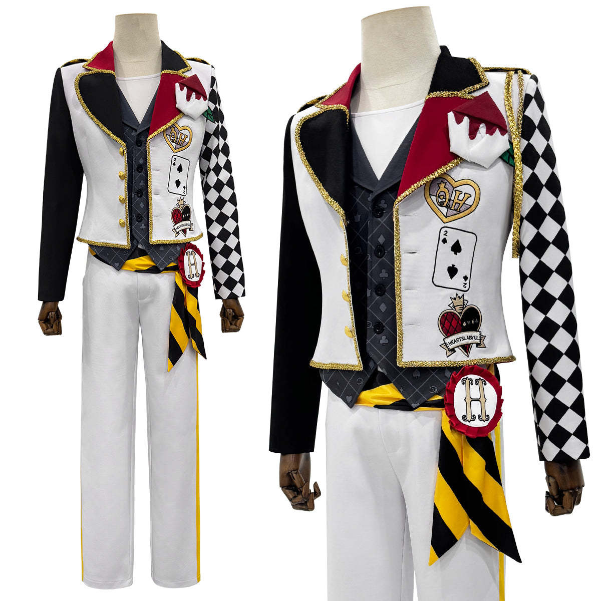 HOLOUN Twisted Game ‌Heartslabyul Cater Ace Trey Deuce Cosplay Costume Jacket Grey Red Vest Shirt Pants Convention Halloween Christmas