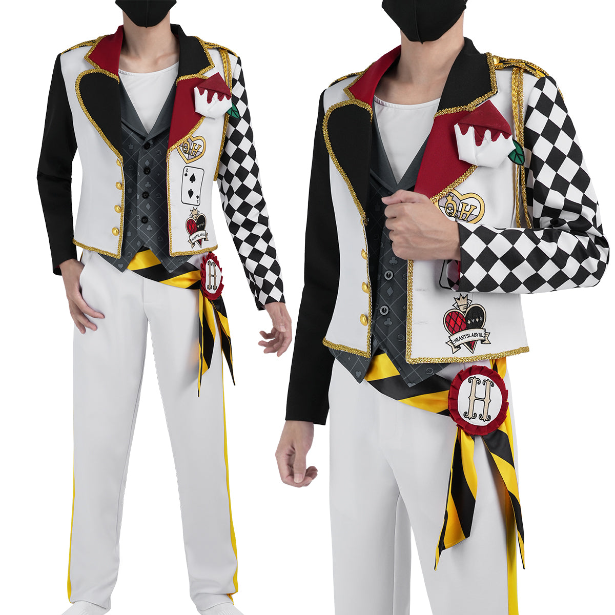 HOLOUN Twisted Game ‌Heartslabyul Cater Ace Trey Deuce Cosplay Costume Jacket Grey Red Vest Shirt Pants Convention Halloween Christmas