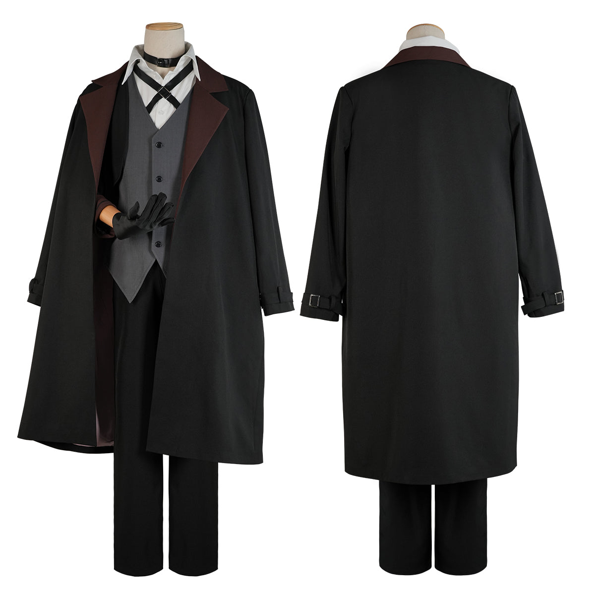 HOLOUN Bungo Anime Nakahara Chuuya Cosplay Costume Wig Oversize Lining Coat Elastic Pants Shirt Vest Hat Gloves Choker Daily Wearing