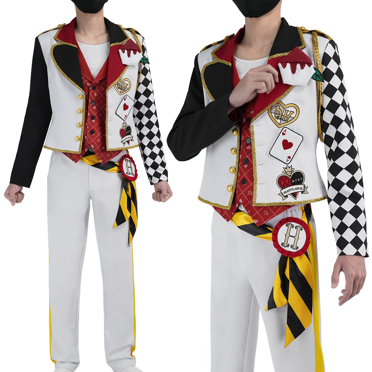 HOLOUN Twisted Game ‌Heartslabyul Cater Ace Trey Deuce Cosplay Costume Jacket Grey Red Vest Shirt Pants Convention Halloween Christmas