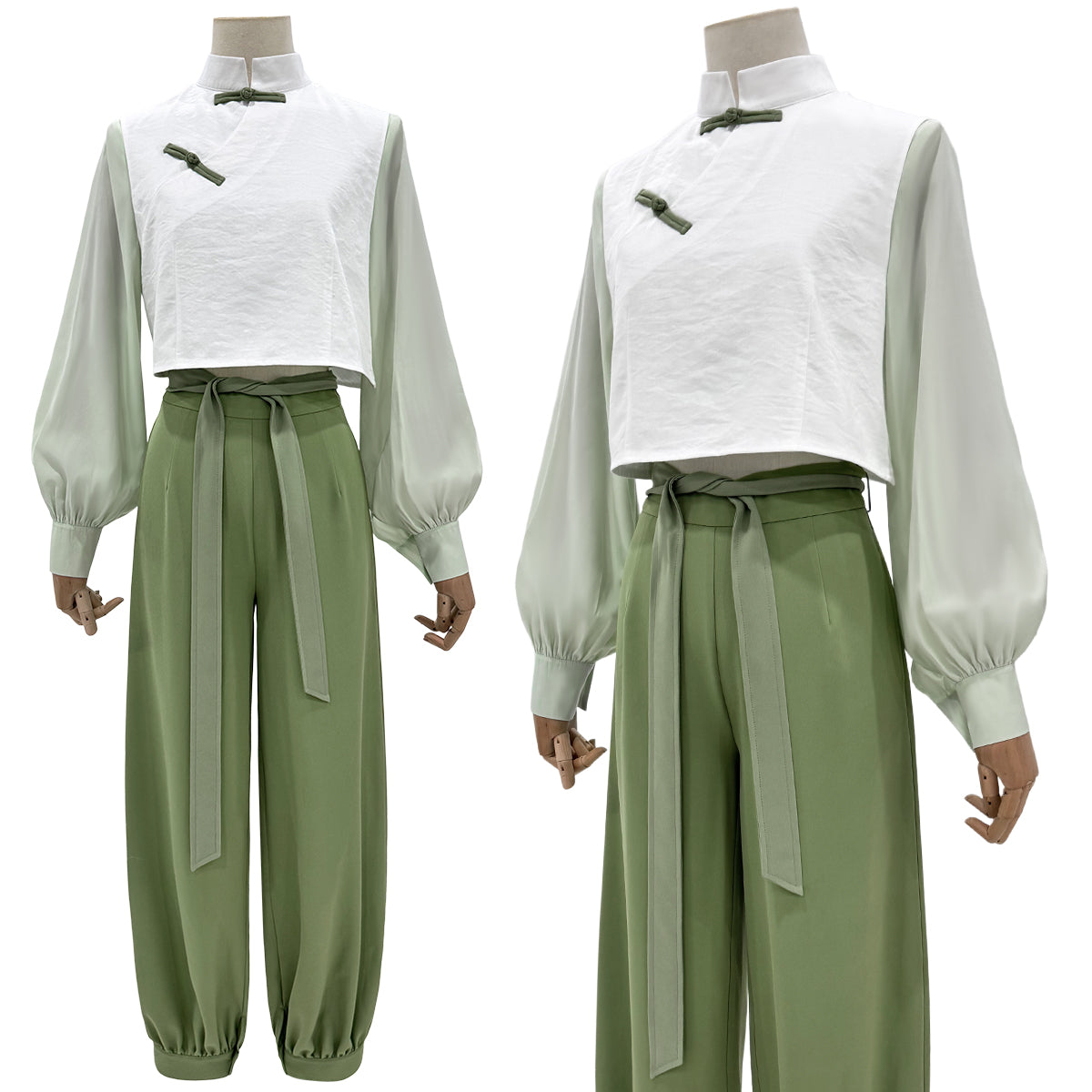 HOLOUN Xiao Hei Anime Luye Cosplay Costume White Green KungFu Top Pants Belt Animation Convention Halloween Christmas