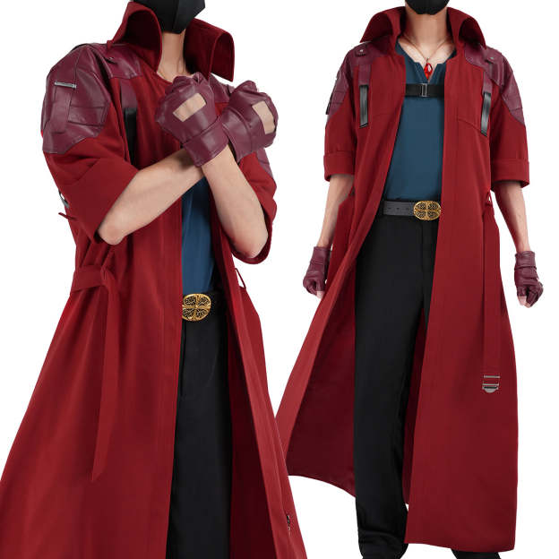 HOLOUN Devil Game Dante Cosplay Costume Faux Leather Carnival Coat T-shirt Pants Belt Gloves Necklace Cos Convention Unisex