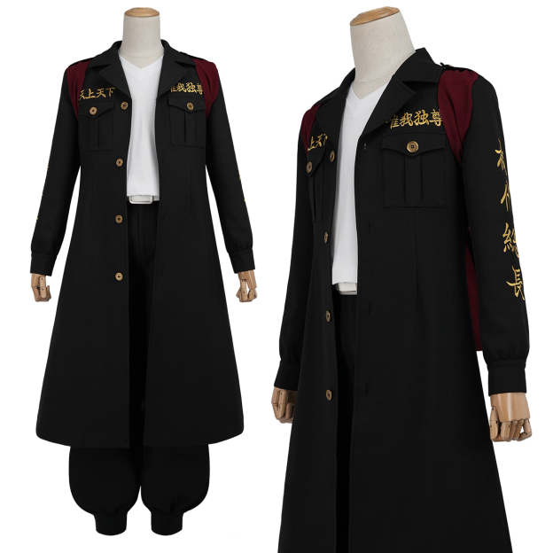 HOLOUN Tokyo Manji Gang Anime Manjiro Sano Mikey Cosplay Costume Upgraded Embroidery Coat T-Shirt Pants Uniform Halloween Convention