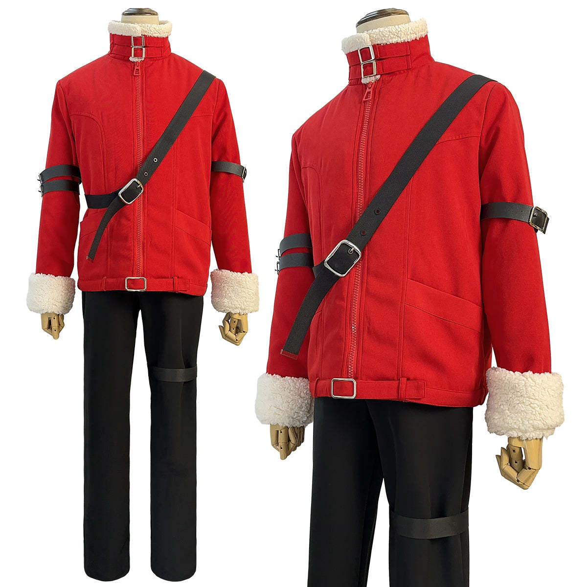 HOLOUN Frieren Beyond Journey's End Anime Stark Cosplay Costume Wig Red Winter Jacket Black Pants Halloween Christmas Convention