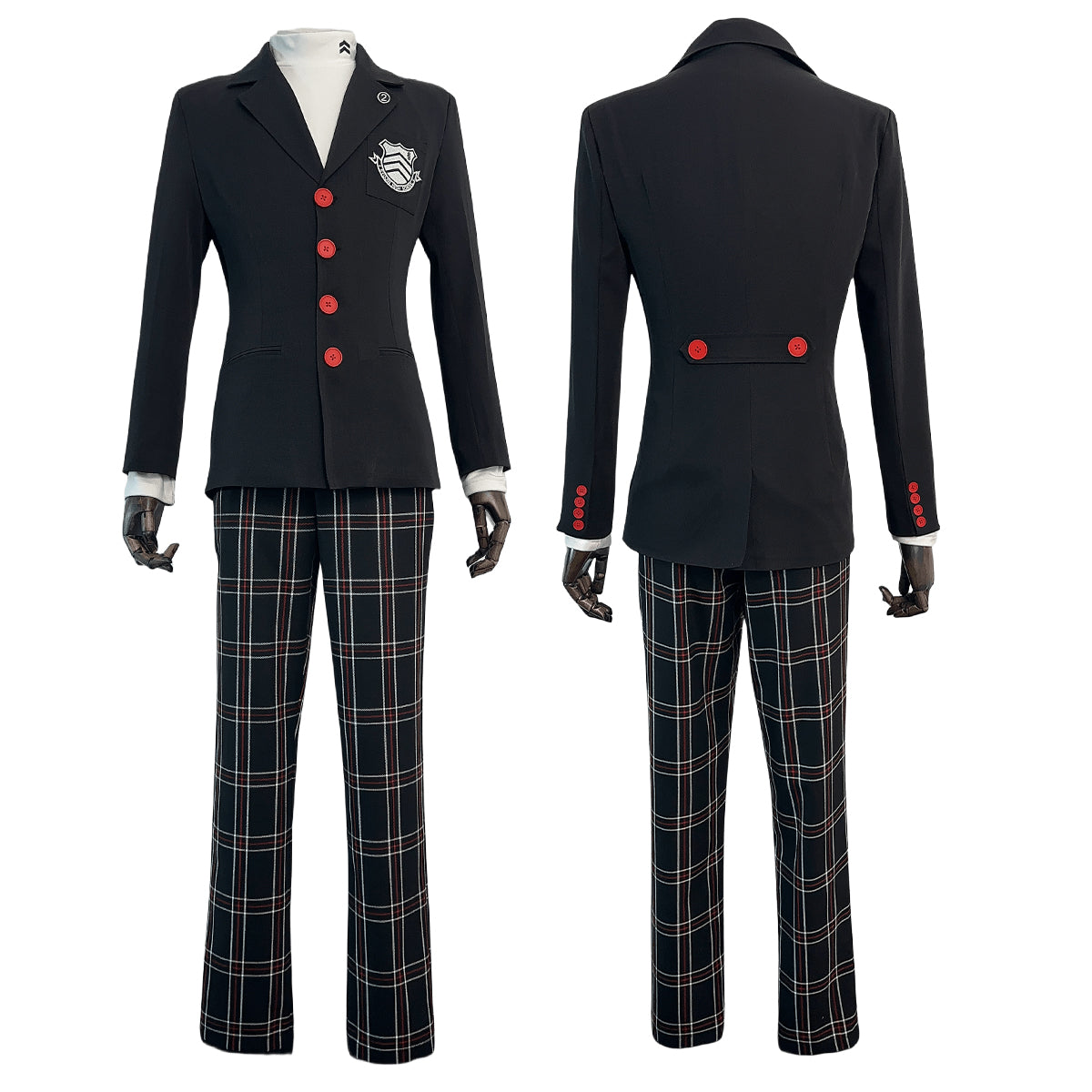 HOLOUN PS 5 Game Ren Amamiya Cosplay Costume Wig Joker School Uniform Embroidery Suit Pants Brooch Daily Wear Unisex Halloween Gift