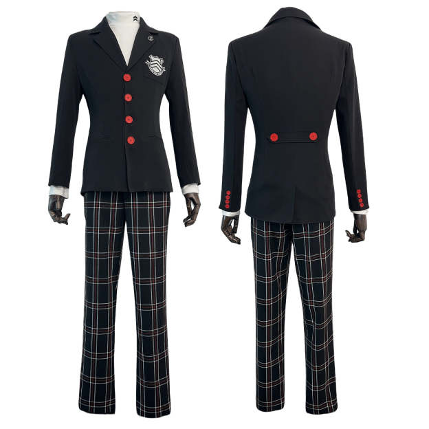 HOLOUN PS 5 Game Ren Amamiya Cosplay Costume Wig Joker School Uniform Embroidery Suit Pants Brooch Daily Wear Unisex Halloween Gift
