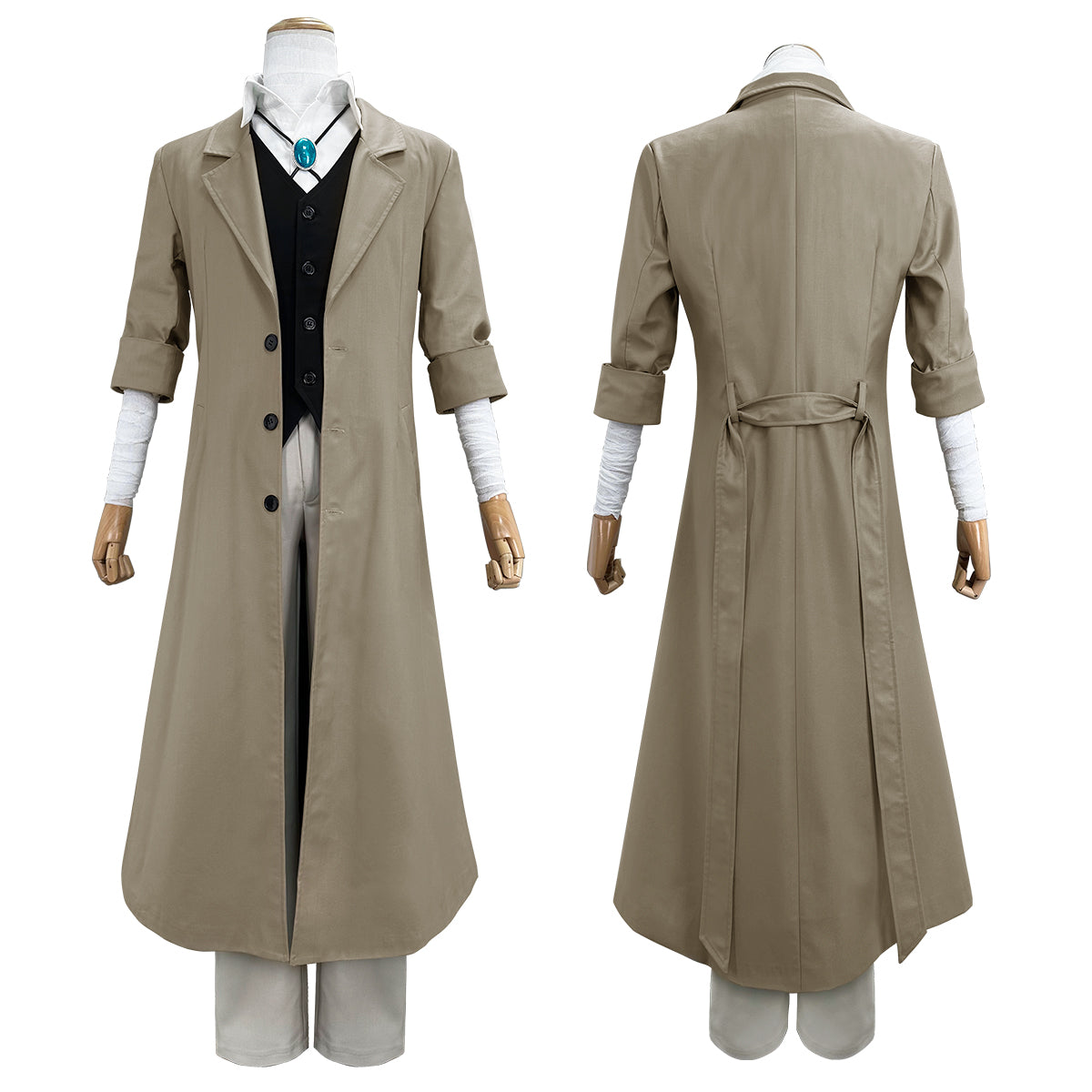 HOLOUN Bungo Anime Dazai Osamu Cosplay Costume Wig Oversized Lining Coat Elastic Pants Vest Shirt Pendant Verson 1