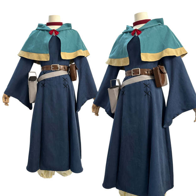 HOLOUN Delicious in Anime Marcille Cosplay Costume Wig Shawl Cloak Dress Pants Rose Net