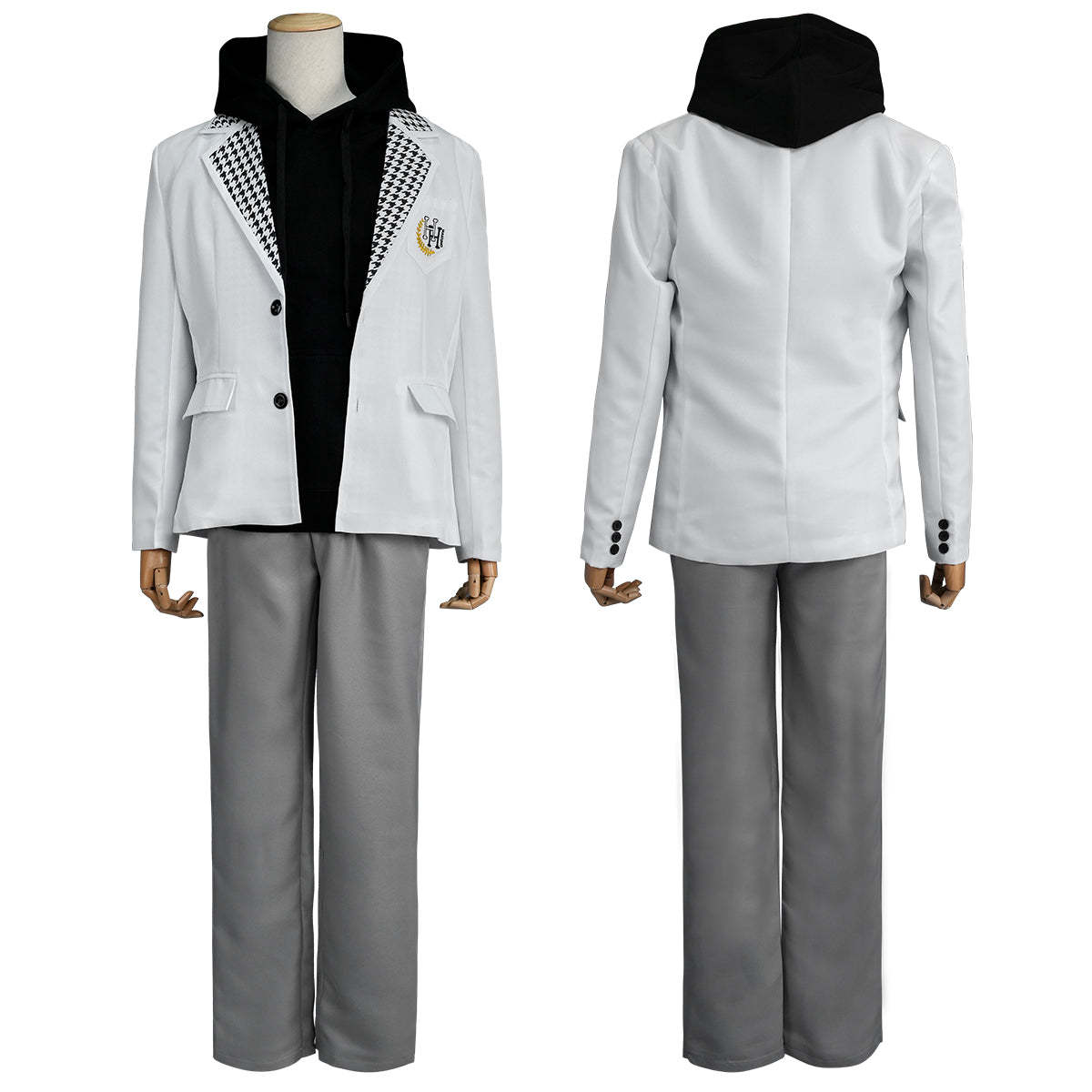 HOLOUN Anime Nagi Cosplay Costume Wig Black Hoodie DK School Uniform Embroidery Suit Pants Rose Net Synthetic Fibers