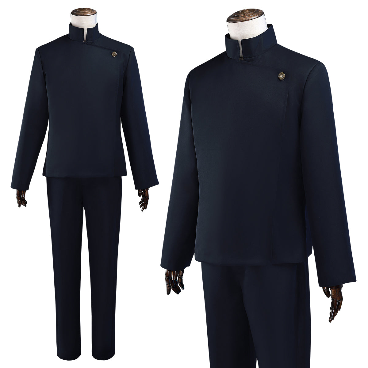HOLOUN Jujutsu JJK Manga Anime Satoru Gojo Cosplay Costume Wig Dark Blue Jacket Pants Uniform Rose Net Halloween