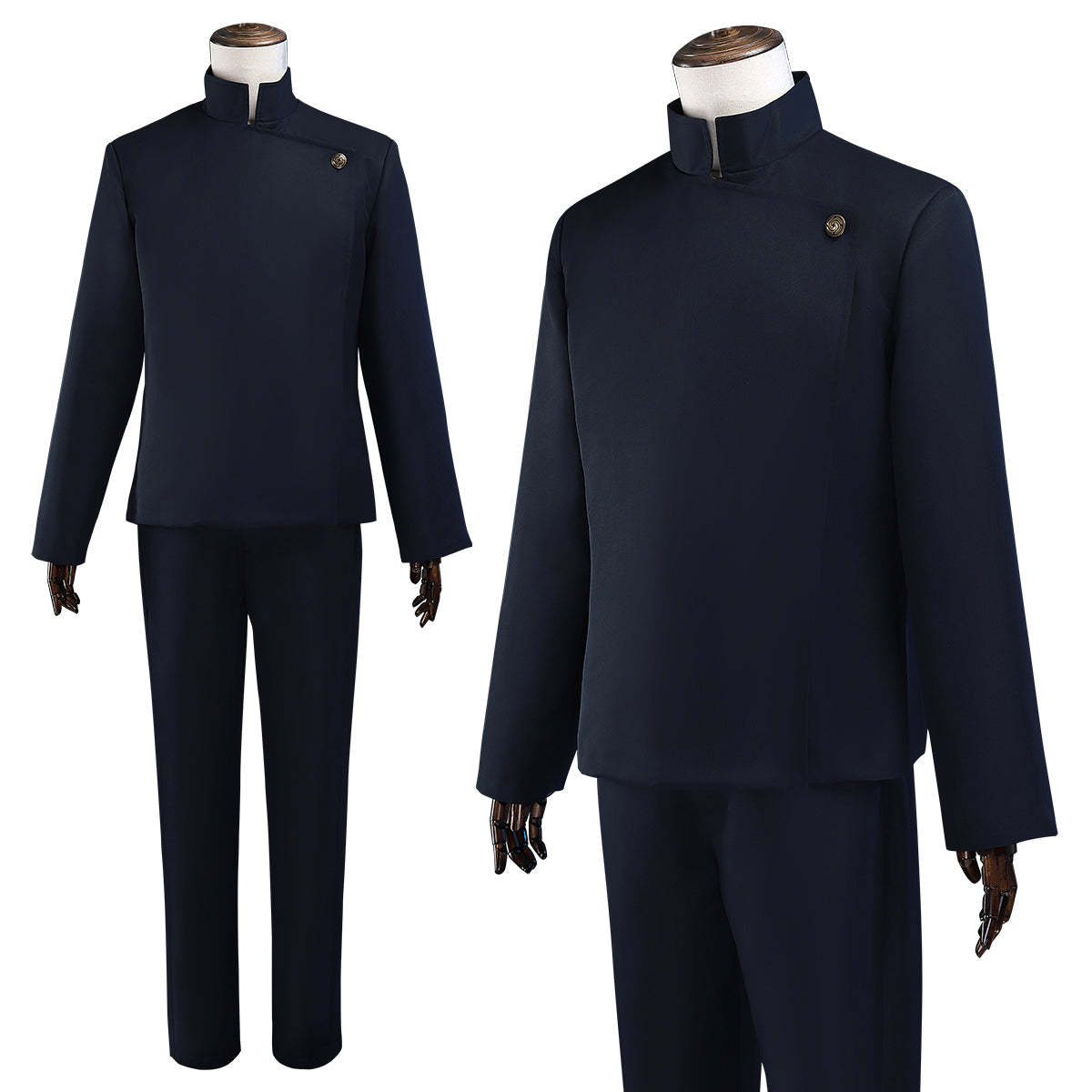 HOLOUN Jujutsu JJK Manga Anime Satoru Gojo Cosplay Costume Wig Dark Blue Jacket Pants Uniform Rose Net Halloween