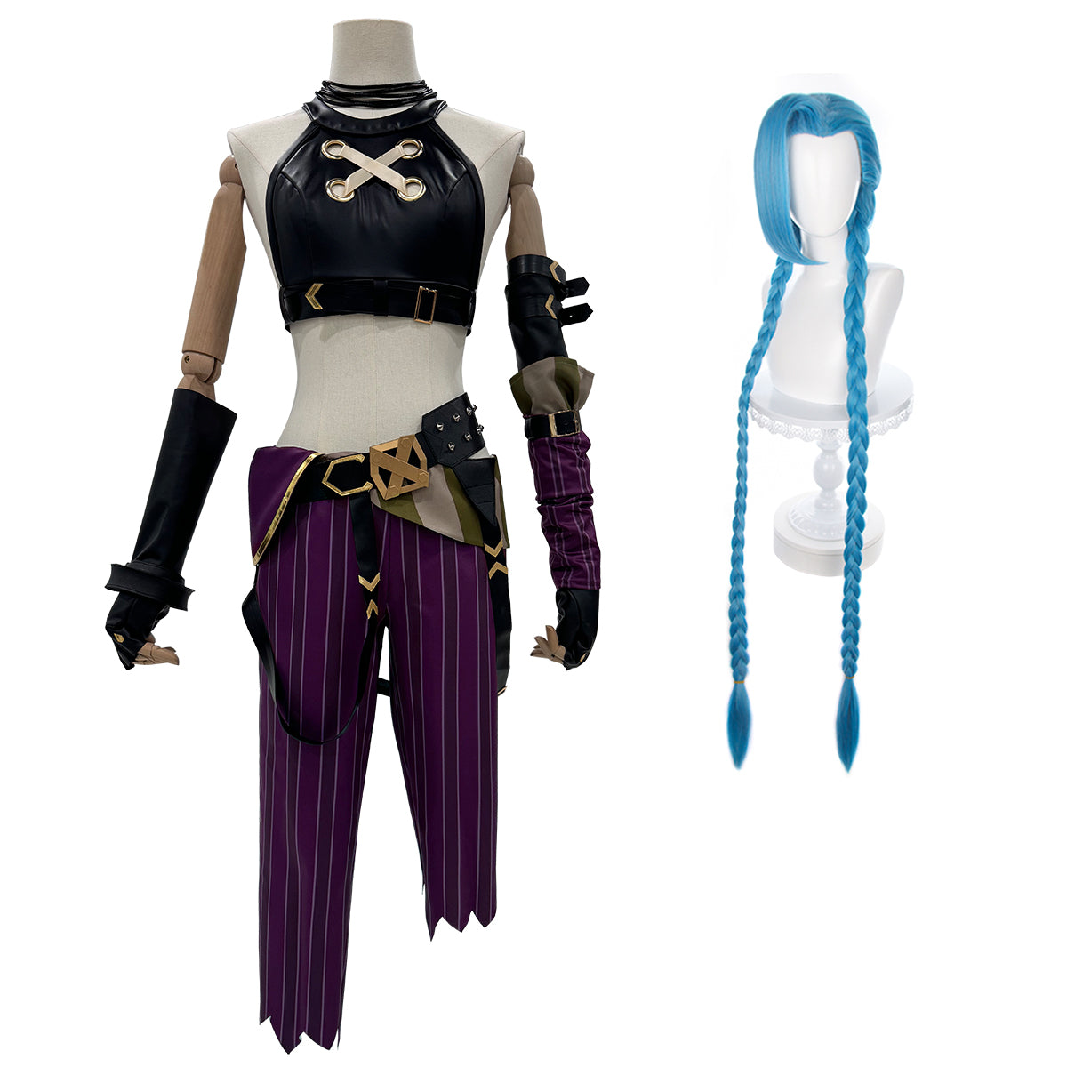 HOLOUN LOL Game Jinx Cosplay Costume Wig Loli Outfit Halloween Christmas Gift Cos Convention