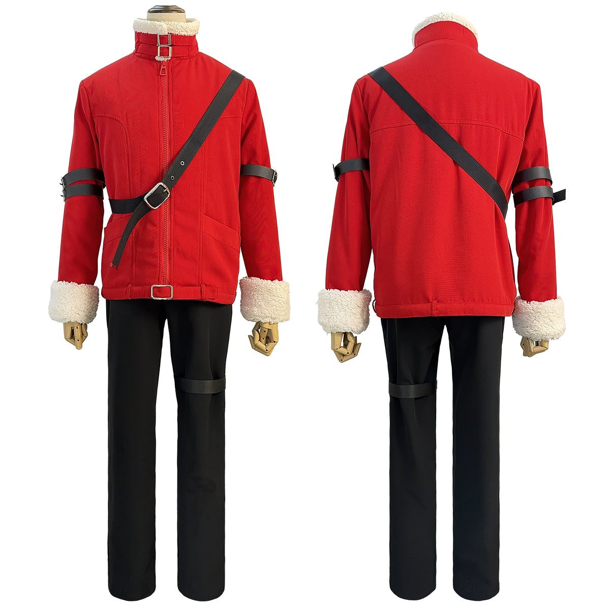 HOLOUN Frieren Beyond Journey's End Anime Stark Cosplay Costume Wig Red Winter Jacket Black Pants Halloween Christmas Convention