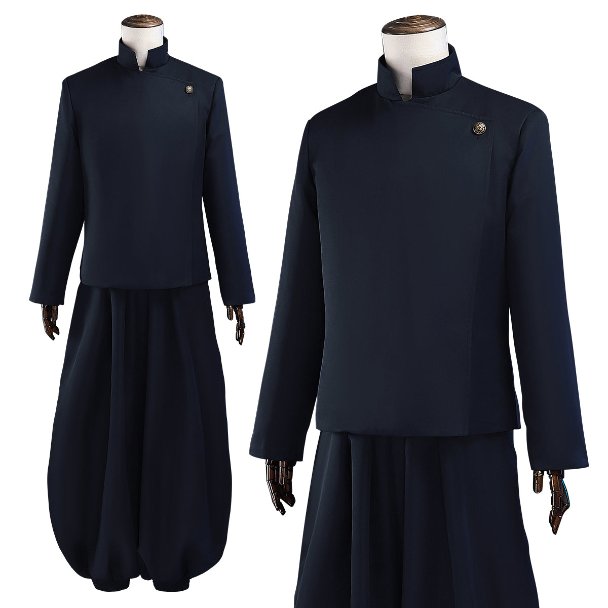 HOLOUN Jujutsu JJK Manga Anime Suguru Geto Cosplay Costume Wig Dark Blue Jacket Pants Uniform Rose Net Synthetic Fiber Halloween