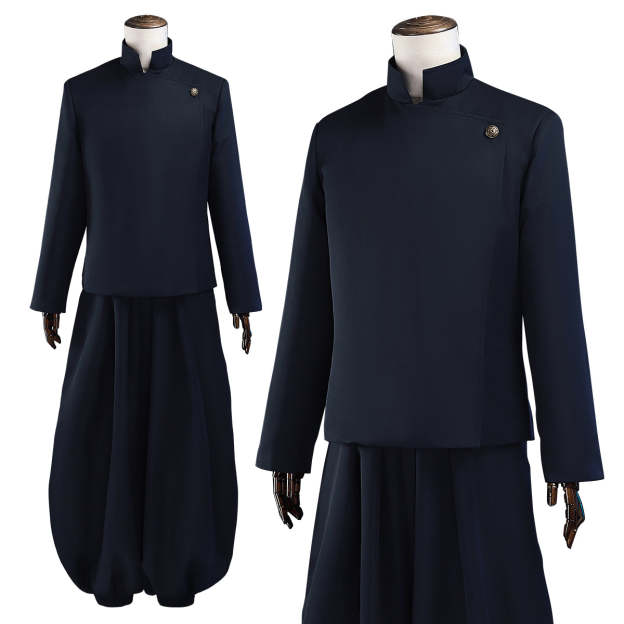 HOLOUN Jujutsu JJK Manga Anime Suguru Geto Cosplay Costume Wig Dark Blue Jacket Pants Uniform Rose Net Synthetic Fiber Halloween