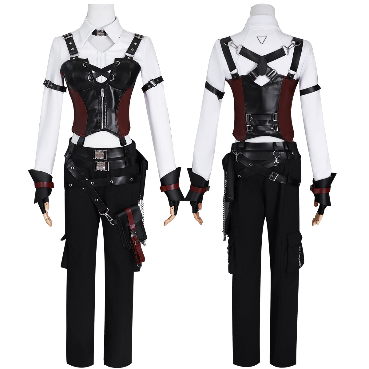 HOLOUN Love and Deepspace Game Female Cosplay Costume Faux Leather Vest Shirt Pants Convention Halloween Christmas
