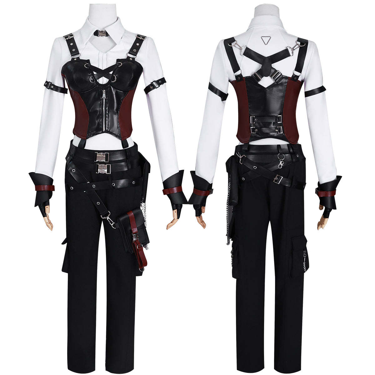 HOLOUN Love and Deepspace Game Female Cosplay Costume Faux Leather Vest Shirt Pants Convention Halloween Christmas