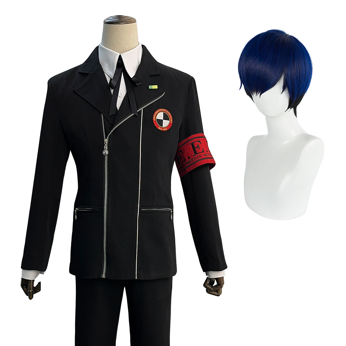HOLOUN Game P3 Makoto Yuki Cosplay Costume Wig Gekkoukan High School Uniform Embroidery Suit Pants Shirt Daily Wearing Gift