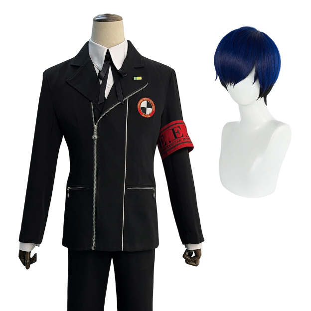 HOLOUN Game P3 Makoto Yuki Cosplay Costume Wig Gekkoukan High School Uniform Embroidery Suit Pants Shirt Daily Wearing Gift