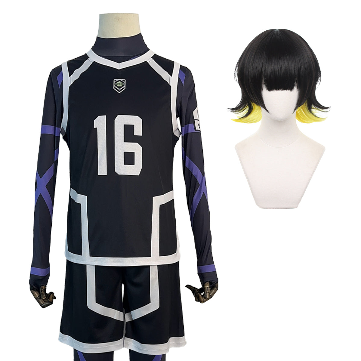 HOLOUN Anime Bachira Cosplay Costume Wig NO.16 Training Jerseys 4PCS Football Uniform Daily Wear Cos Gift