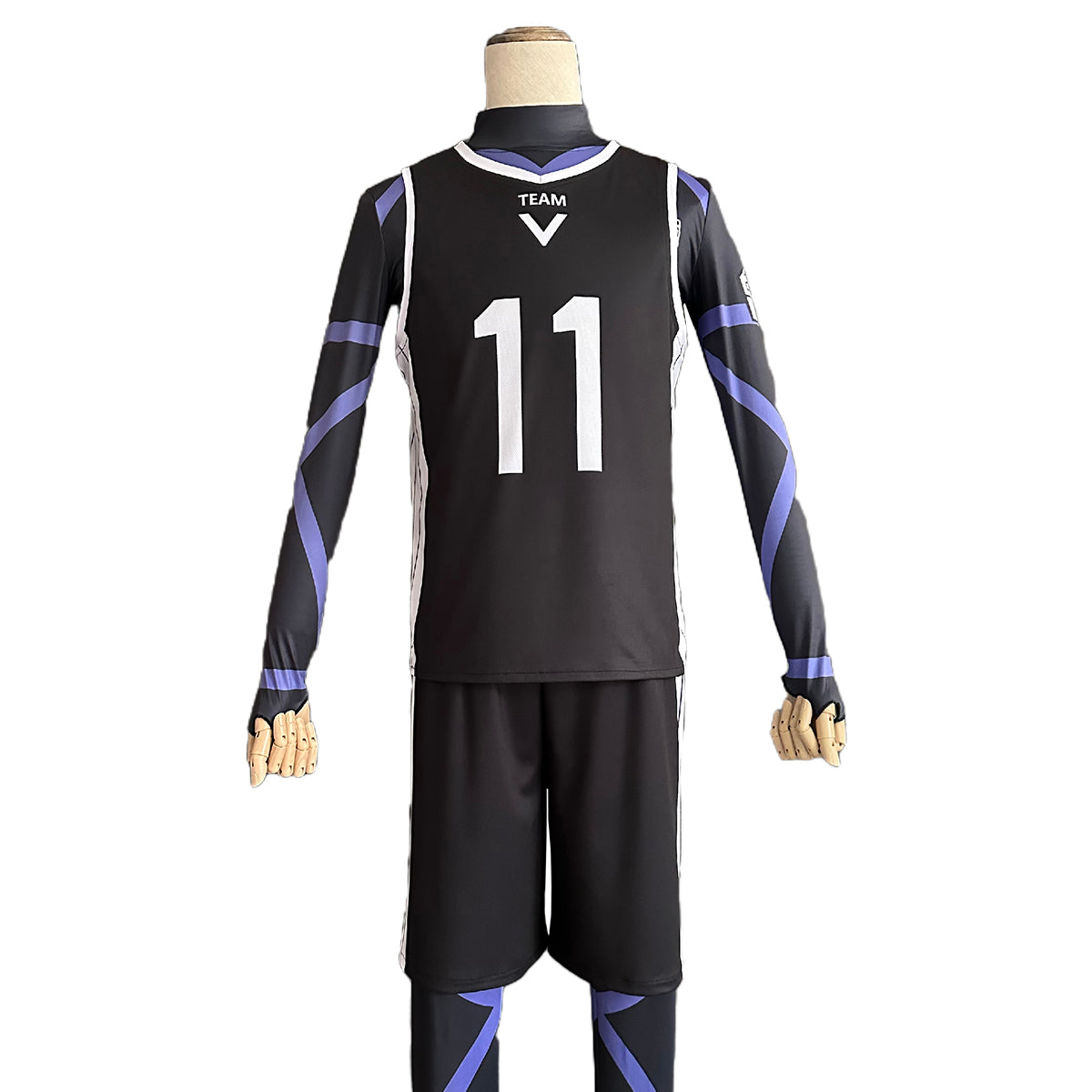 HOLOUN Blue Lock Anime Nagi Cosplay Costume Wig Jersey No.11 Black T-shirt Football Soccer Training Uniform Halloween Christmas