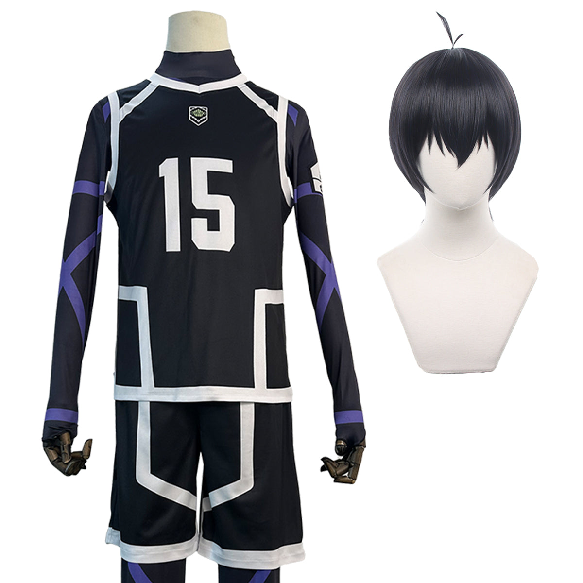 HOLOUN Anime Isagi Cosplay Costume Wig NO.15 Training Jerseys 4PCS Football Uniform Daily Wear Cos Gift