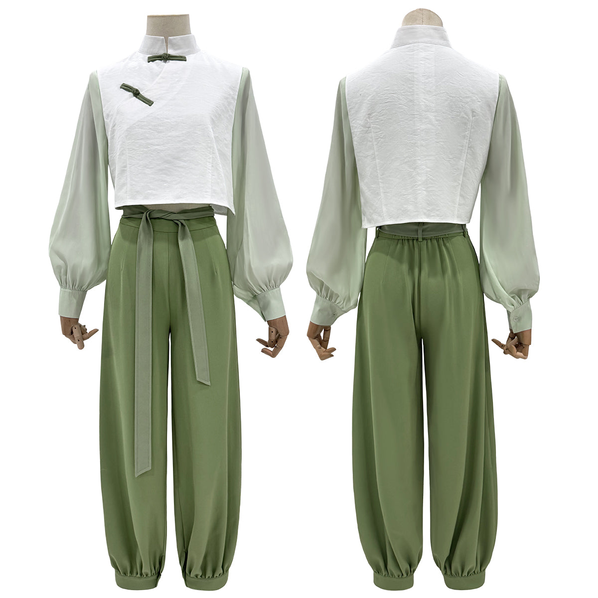 HOLOUN Xiao Hei Anime Luye Cosplay Costume White Green KungFu Top Pants Belt Animation Convention Halloween Christmas