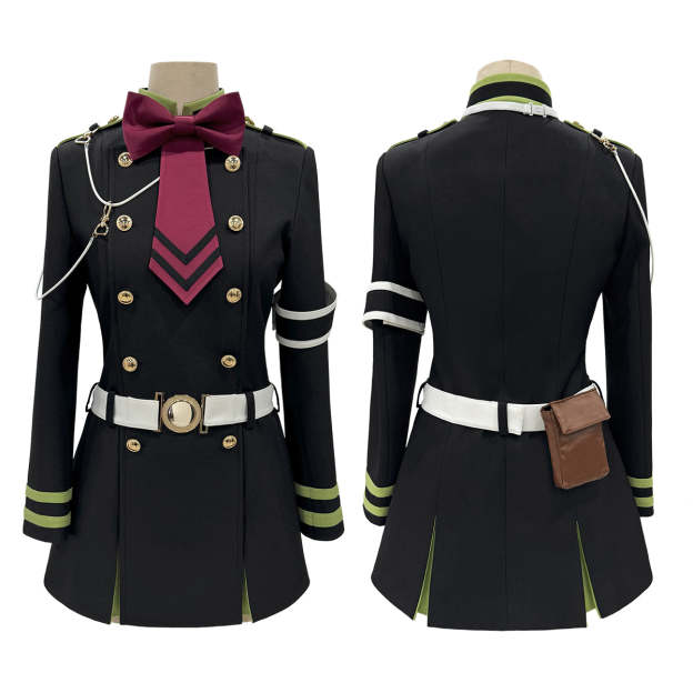 HOLOUN Seraph Of The End Anime Shinoa Hiiragi Cosplay Costume Coat Belt Bow Tie Halloween Christmas Convention Daily Wear