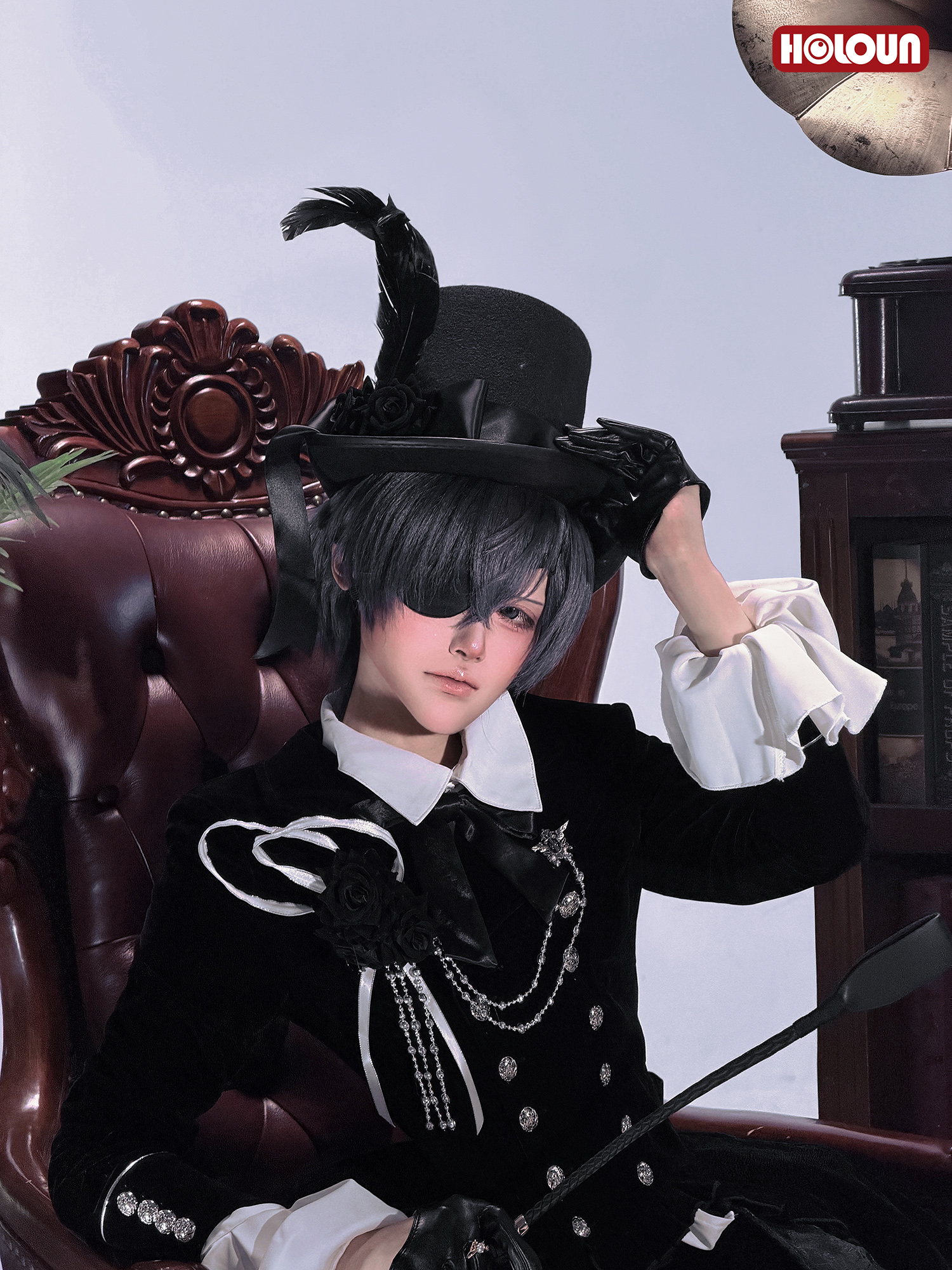HOLOUN Anime Bocchan Ciel Phantomhive Cosplay Costume Gothic Ouji Double-breasted Tailcoat Jacket Convention Halloween Christmas