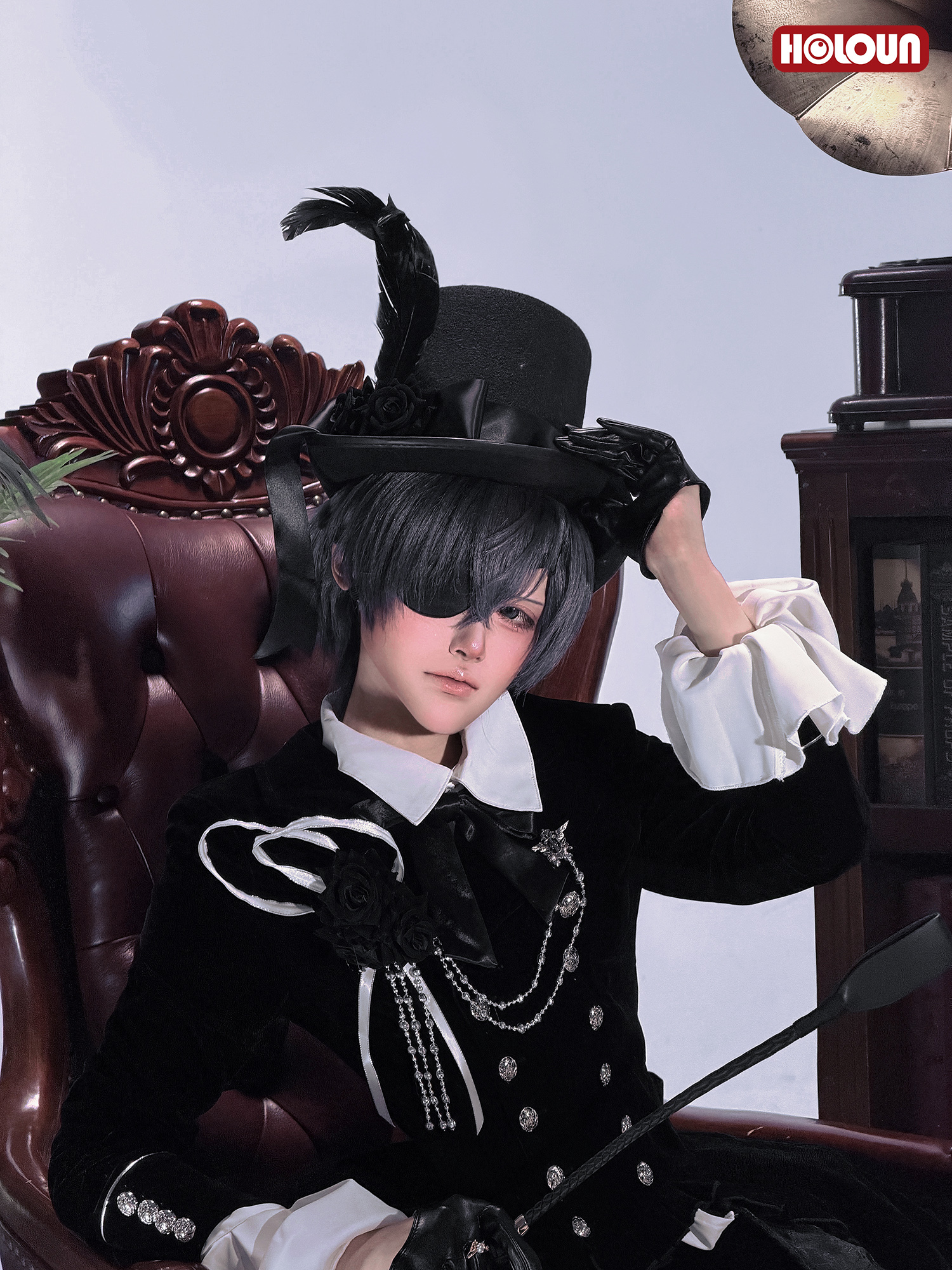 HOLOUN Anime Bocchan Ciel Phantomhive Cosplay Costume Gothic Ouji Double-breasted Tailcoat Jacket Convention Halloween Christmas