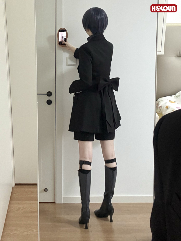 HOLOUN Butler Anime Ciel Phantomhive Cosplay Costume Black Coat Shorts Shirt Vest Animation Convention Halloween Christmas