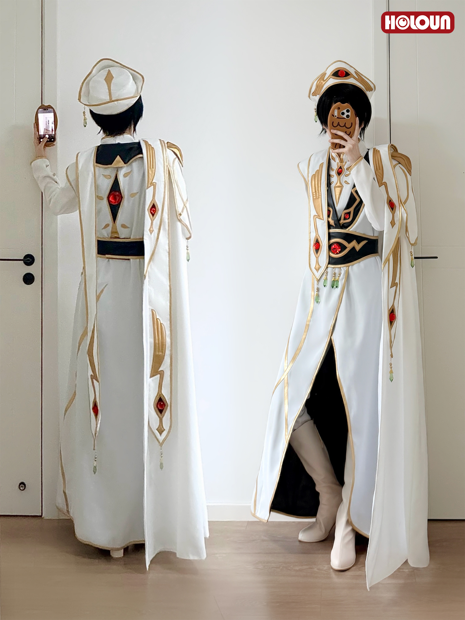 HOLOUN Emperor Lelouch Anime Rebellion Cosplay Costume Cloak Coat Shirt Pants Hat Halloween Christmas Convention Party Gift