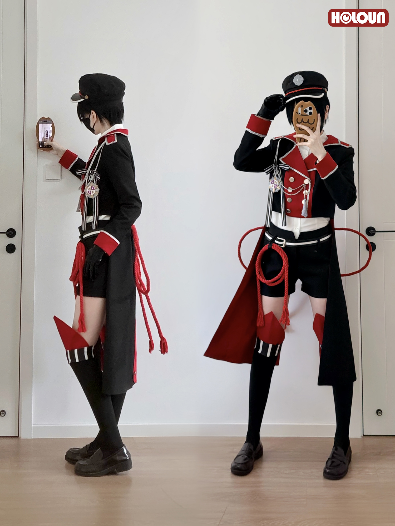 HOLOUN Toilet-Bound Hanako-kun Anime Hanako-kun Yugi Amane Cosplay Costume Coat Shirt Shorts Belt Stickers Hat Chest Decorations