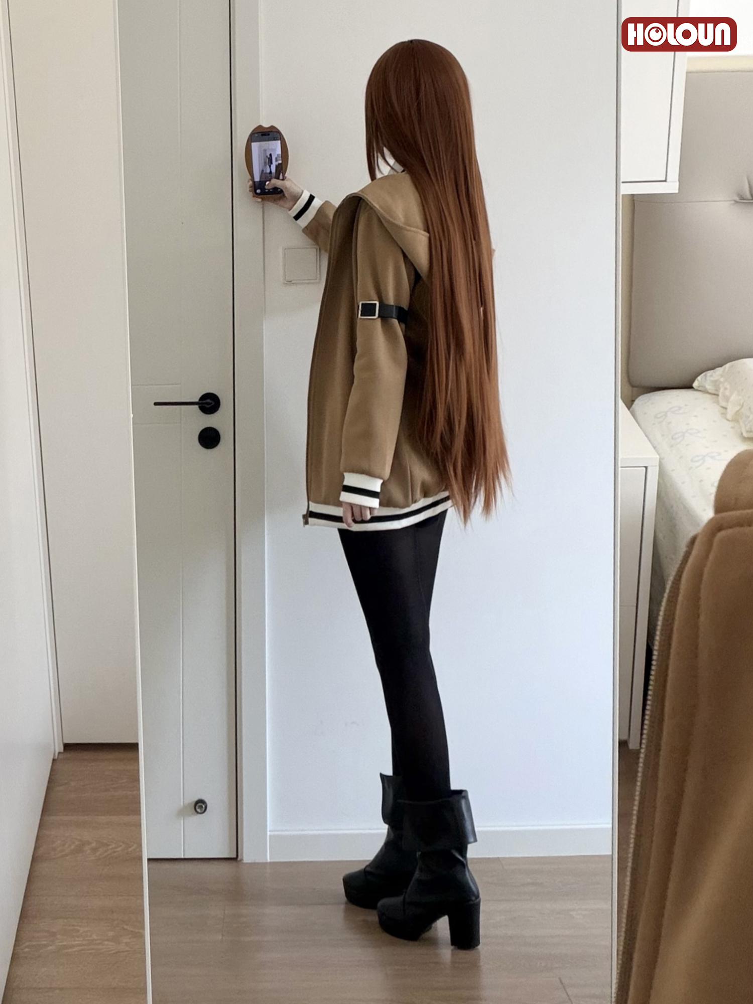 HOLOUN Steins Gate Anime Makise Kurisu Cosplay Costume Shirt Coat Shorts Tie Belt Arm Straps Daily Wear Cos Convention Gift