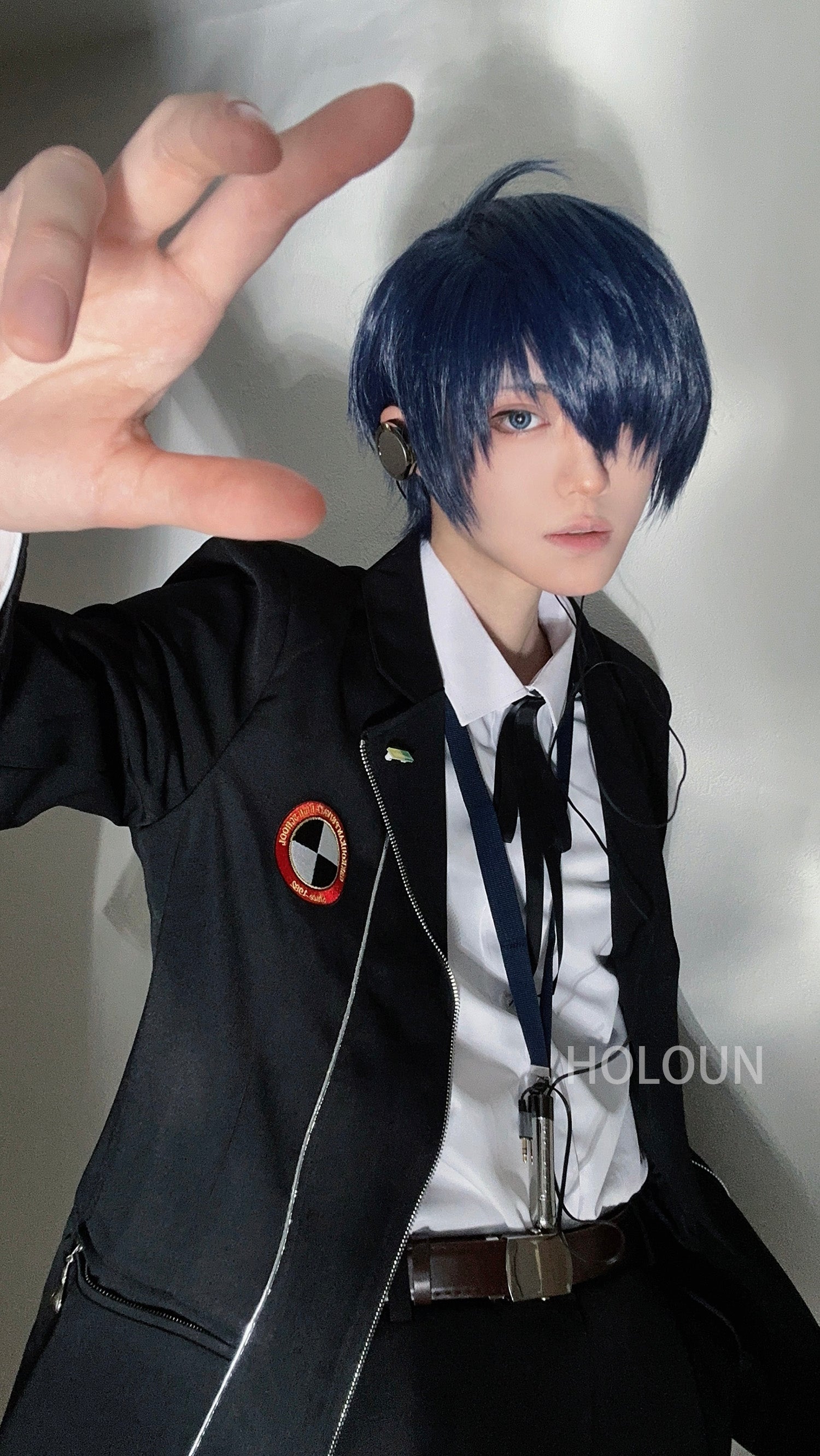 HOLOUN Game P3 Makoto Yuki Cosplay Costume Wig Gekkoukan High School Uniform Embroidery Suit Pants Shirt Daily Wearing Gift