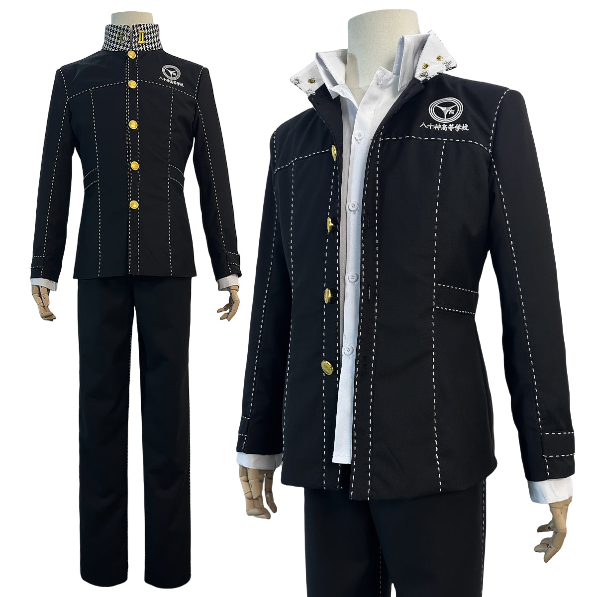HOLOUN P4 Game Yu Narukami Cosplay Costume Wig School Uniform Embroidery Plaid Collar Suit Pants White Shirt Daily Wear Halloween