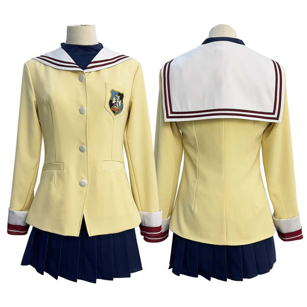 HOLOUN Clannad Anime Furukawa Nagisa Fujibayashi Kyou Sakagami Tomoyo Cosplay Costume  Embroidery School Uniform Skirt T-shirt