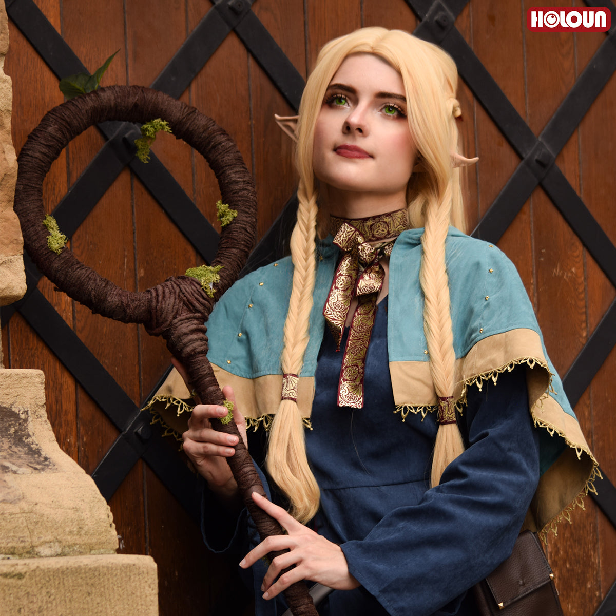 HOLOUN Delicious in Anime Marcille Cosplay Costume Wig Shawl Cloak Dress Pants Rose Net