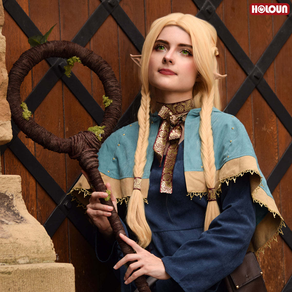 HOLOUN Delicious in Anime Marcille Cosplay Costume Wig Shawl Cloak Dress Pants Rose Net