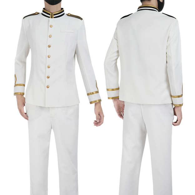 HOLOUN Axis Powers Anime Kiku Cosplay Costume White Uniform Jacket Pants Cos Convention Gift Daily Wear