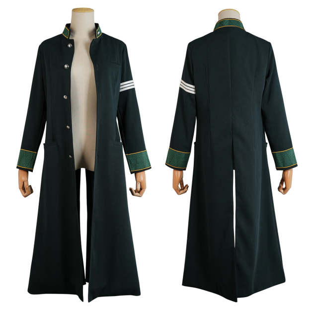 HOLOUN Wind Breaker Anime Tasuku Tsubakino Cosplay Costume Green Long Trench Coat Uniform Skirt White Shirt Choker Tie Bow-knot