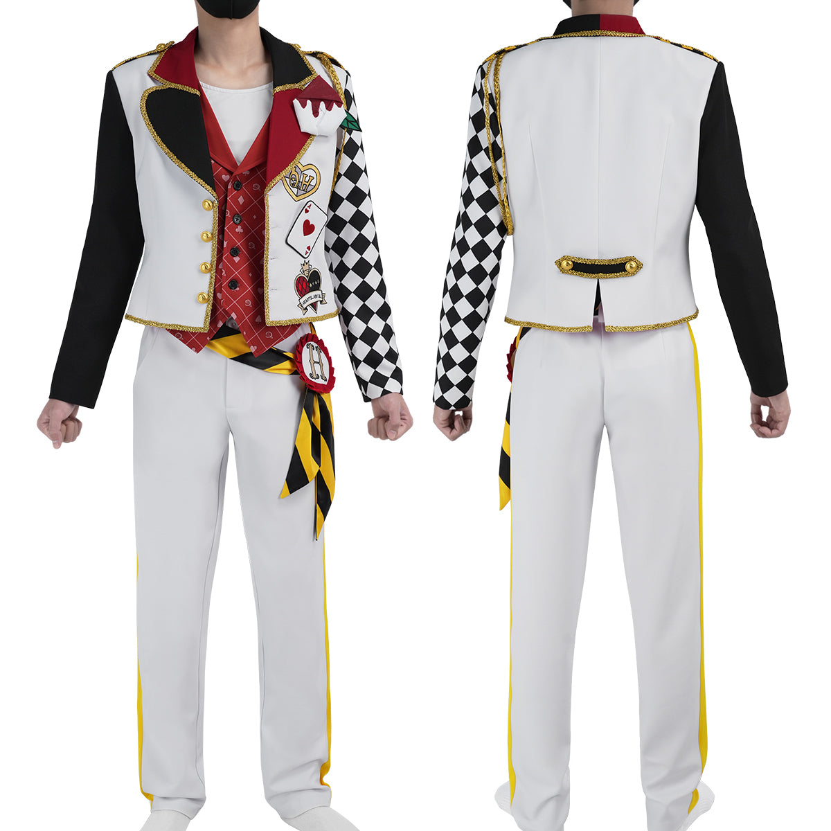 HOLOUN Twisted Game ‌Heartslabyul Cater Ace Trey Deuce Cosplay Costume Jacket Grey Red Vest Shirt Pants Convention Halloween Christmas