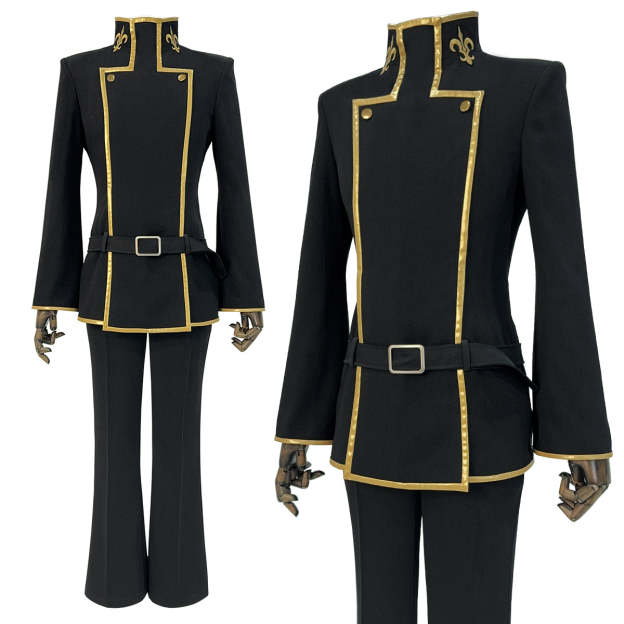 HOLOUN Anime Lelouch Lamperouge Cosplay Costume Black Jacket Pants Belt Halloween Christmas
