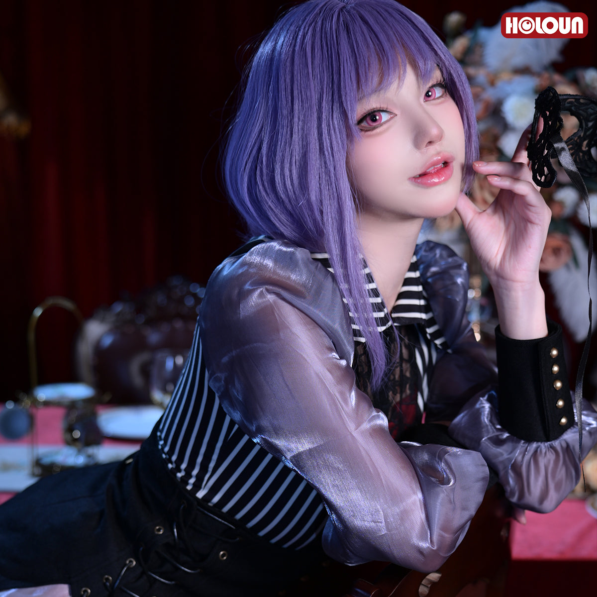 HOLOUN BanG Dream Ave Mujica Anime Amoris Nyamu Yutenji Costume Shirt Shorts Corset Necklace Cos Convention Daily Wear Gift