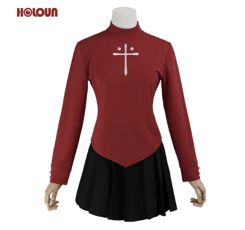 HOLOUN Fate Stay Night Game Rin Tohsaka Cosplay Costume Convention Halloween Comic Outfit Skirt T-shirt Stockings