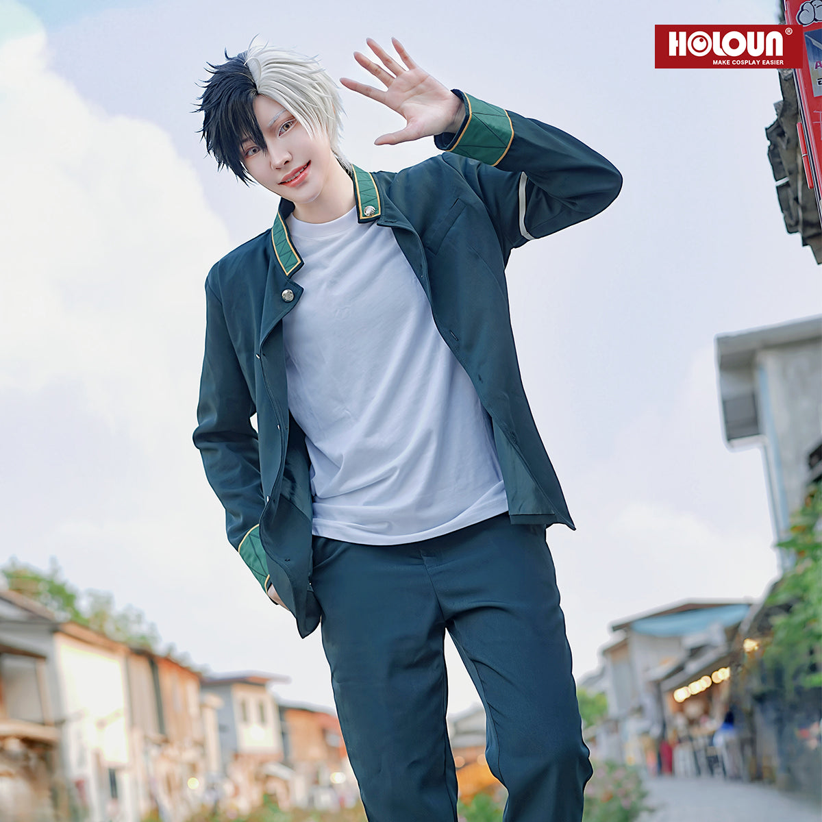 HOLOUN Wind Breaker Anime Haruka Sakura Cosplay Costume Wig School Uniform Jacket Pants White T-shirt