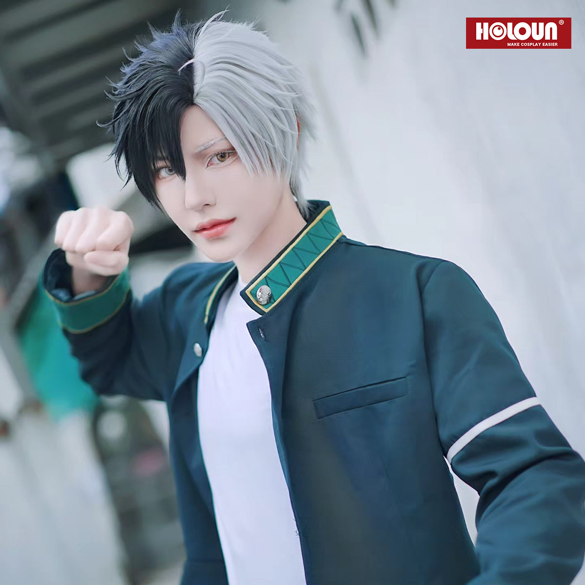 HOLOUN Wind Breaker Anime Haruka Sakura Cosplay Costume Wig School Uniform Jacket Pants White T-shirt
