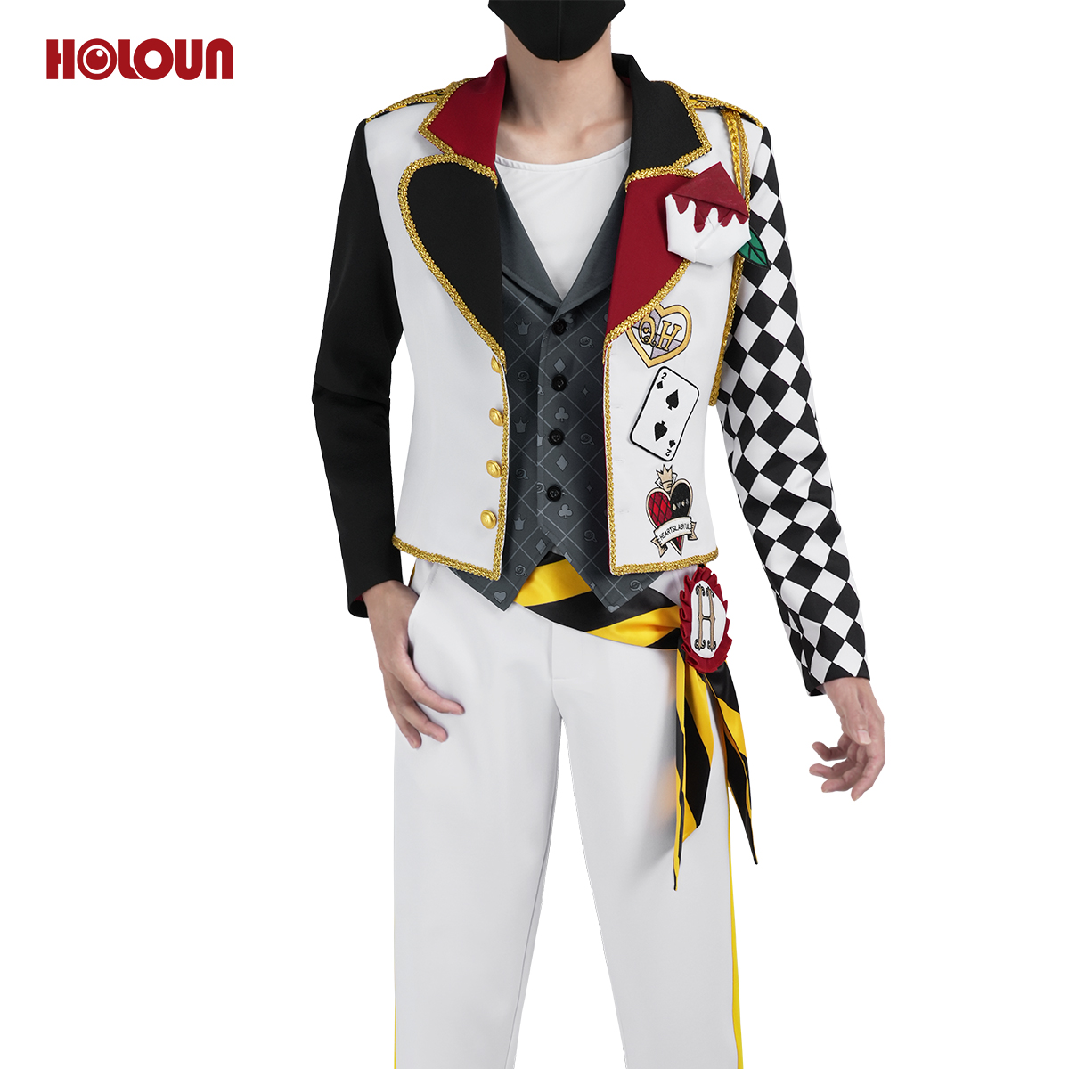 HOLOUN Twisted Game ‌Heartslabyul Cater Ace Trey Deuce Cosplay Costume Jacket Grey Red Vest Shirt Pants Convention Halloween Christmas