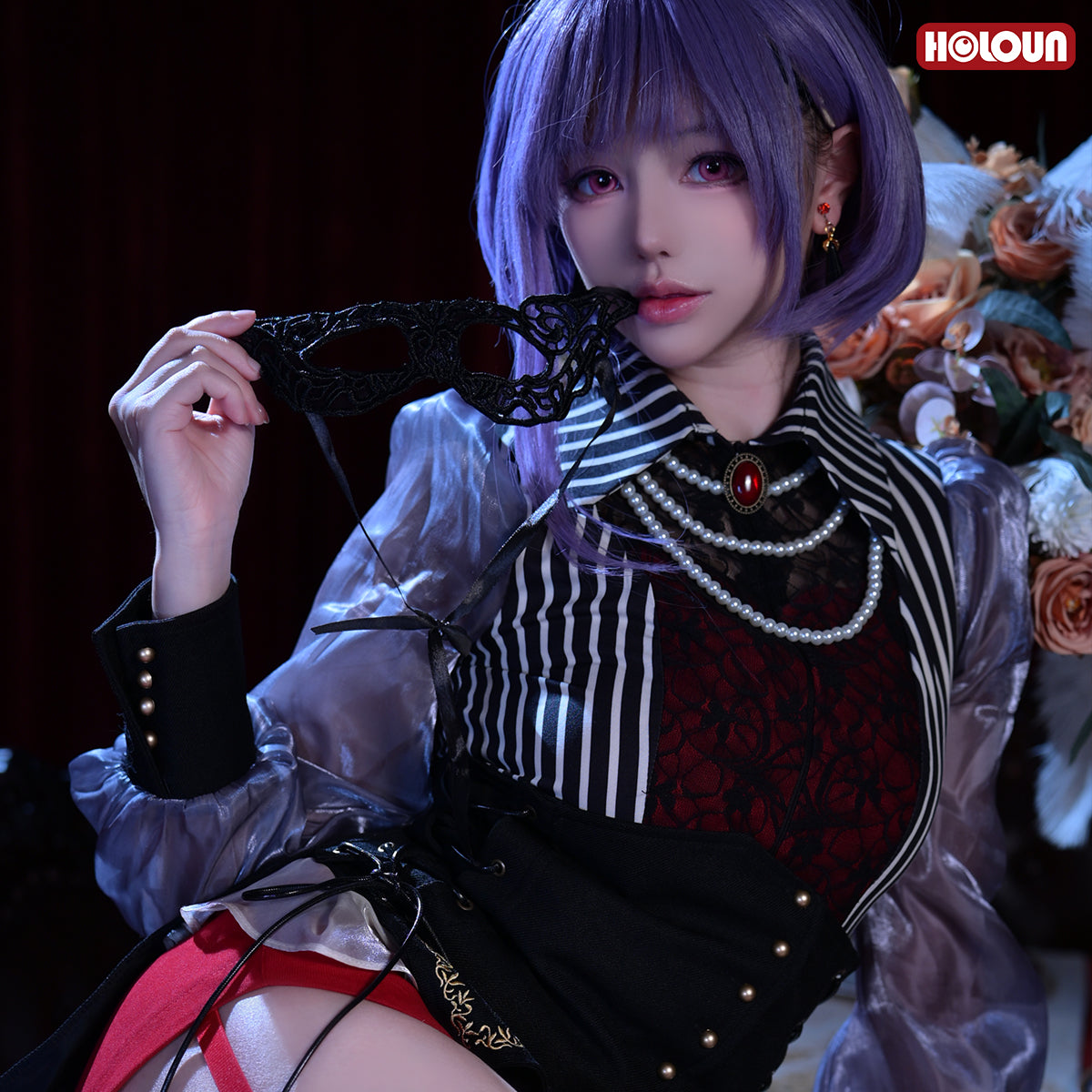 HOLOUN BanG Dream Ave Mujica Anime Amoris Nyamu Yutenji Costume Shirt Shorts Corset Necklace Cos Convention Daily Wear Gift