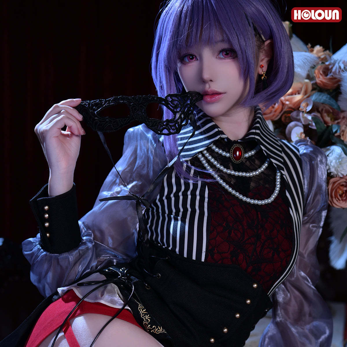 HOLOUN BanG Dream Ave Mujica Anime Amoris Nyamu Yutenji Costume Shirt Shorts Corset Necklace Cos Convention Daily Wear Gift